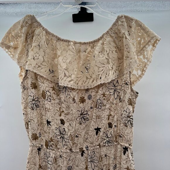 Blue Bird Women's Scoop Neck Floral Lace A-Line Dress Cream/Multi Size Large - Picture 6 of 9